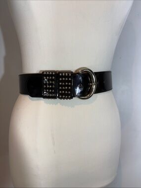 Punto Fibbia Made in Italy Patent Leather Studded Belt – XL